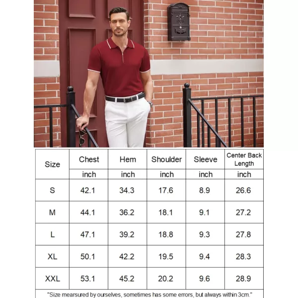 COOFANDY Men's Zipper Polo Shirt Casual Knit Short Sleeve Polo T Shirt Classic Fit Shirts