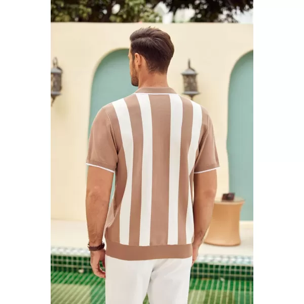 COOFANDY Men's Zipper Polo Shirt Casual Knit Short Sleeve Polo T Shirt Classic Fit Shirts