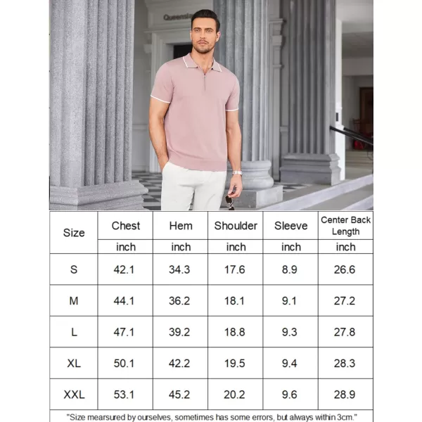 COOFANDY Men's Zipper Polo Shirt Casual Knit Short Sleeve Polo T Shirt Classic Fit Shirts