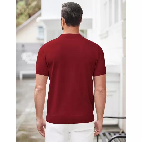 COOFANDY Men's Zipper Polo Shirt Casual Knit Short Sleeve Polo T Shirt Classic Fit Shirts