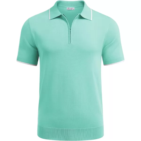 COOFANDY Men's Zipper Polo Shirt Casual Knit Short Sleeve Polo T Shirt Classic Fit Shirts