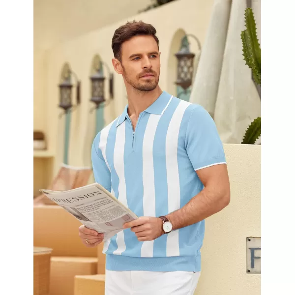 COOFANDY Men's Zipper Polo Shirt Casual Knit Short Sleeve Polo T Shirt Classic Fit Shirts