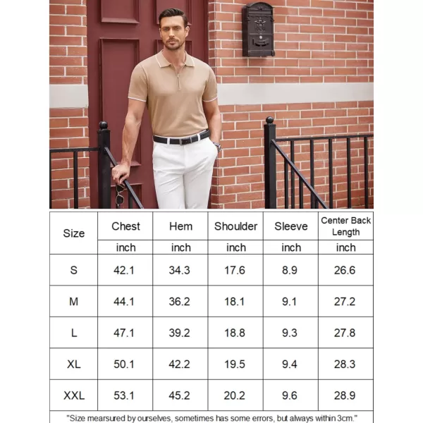 COOFANDY Men's Zipper Polo Shirt Casual Knit Short Sleeve Polo T Shirt Classic Fit Shirts