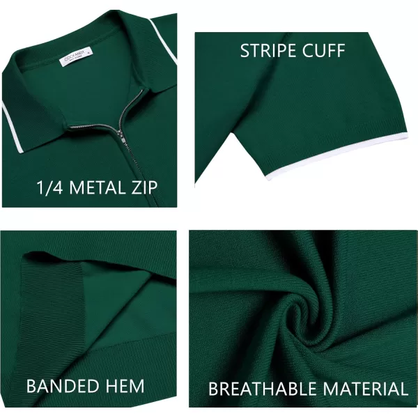COOFANDY Men's Zipper Polo Shirt Casual Knit Short Sleeve Polo T Shirt Classic Fit Shirts