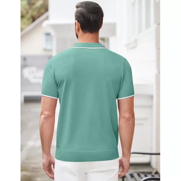 COOFANDY Men's Zipper Polo Shirt Casual Knit Short Sleeve Polo T Shirt Classic Fit Shirts