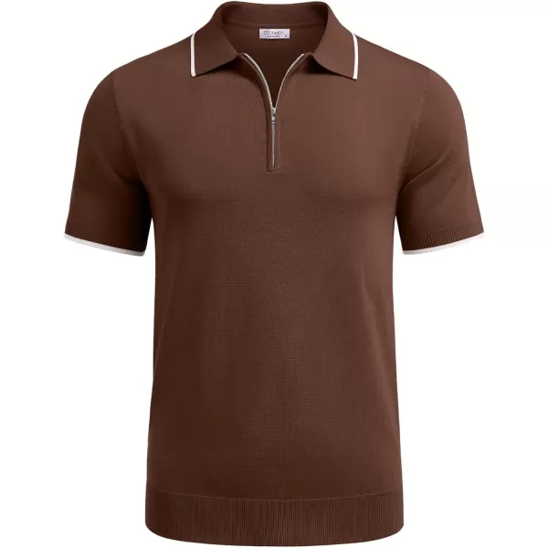 COOFANDY Men's Zipper Polo Shirt Casual Knit Short Sleeve Polo T Shirt Classic Fit Shirts