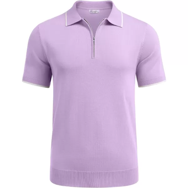 COOFANDY Men's Zipper Polo Shirt Casual Knit Short Sleeve Polo T Shirt Classic Fit Shirts