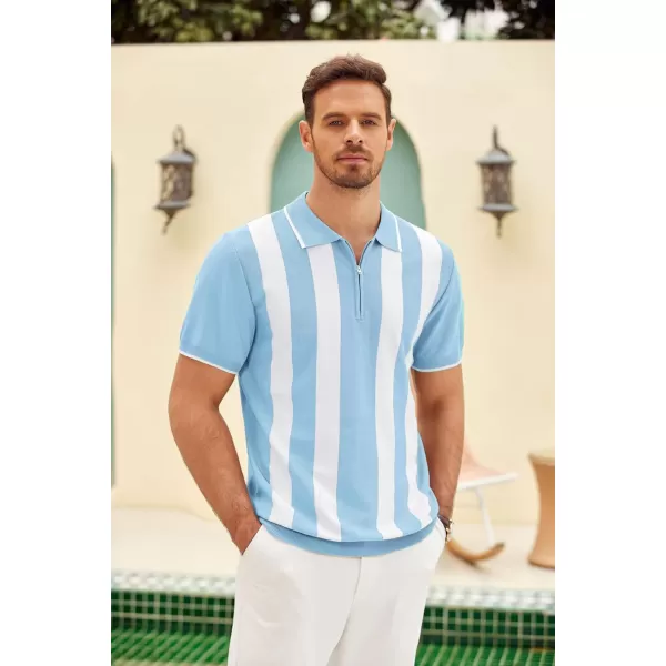 COOFANDY Men's Zipper Polo Shirt Casual Knit Short Sleeve Polo T Shirt Classic Fit Shirts