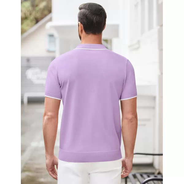 COOFANDY Men's Zipper Polo Shirt Casual Knit Short Sleeve Polo T Shirt Classic Fit Shirts