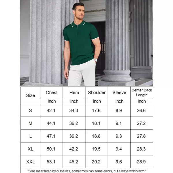 COOFANDY Men's Zipper Polo Shirt Casual Knit Short Sleeve Polo T Shirt Classic Fit Shirts