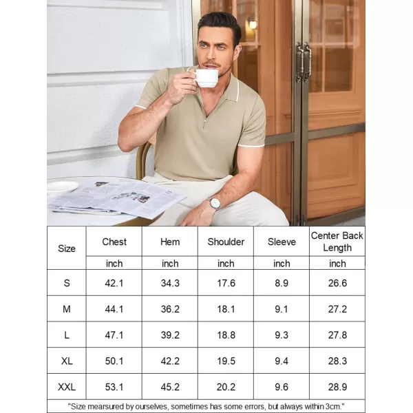 COOFANDY Men's Zipper Polo Shirt Casual Knit Short Sleeve Polo T Shirt Classic Fit Shirts