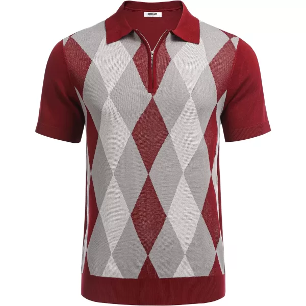 COOFANDY Men's Zipper Polo Shirt Casual Knit Short Sleeve Polo T Shirt Classic Fit Shirts