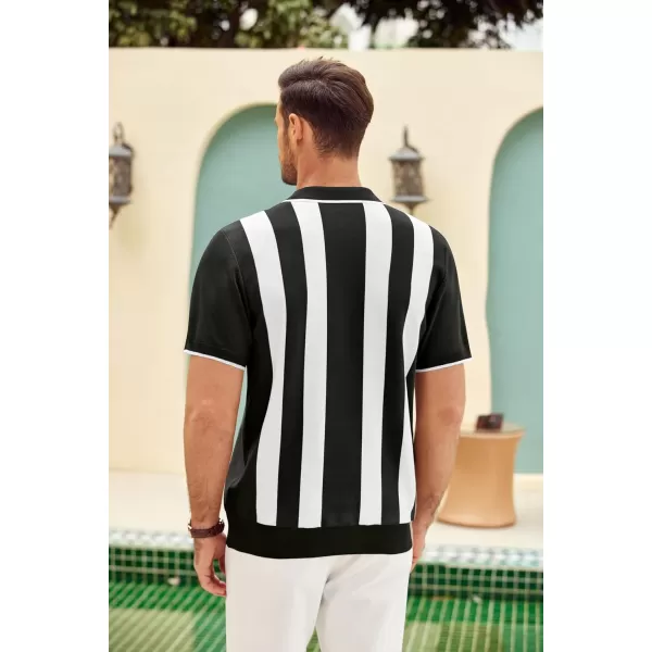 COOFANDY Men's Zipper Polo Shirt Casual Knit Short Sleeve Polo T Shirt Classic Fit Shirts