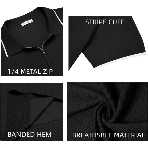 COOFANDY Men's Zipper Polo Shirt Casual Knit Short Sleeve Polo T Shirt Classic Fit Shirts