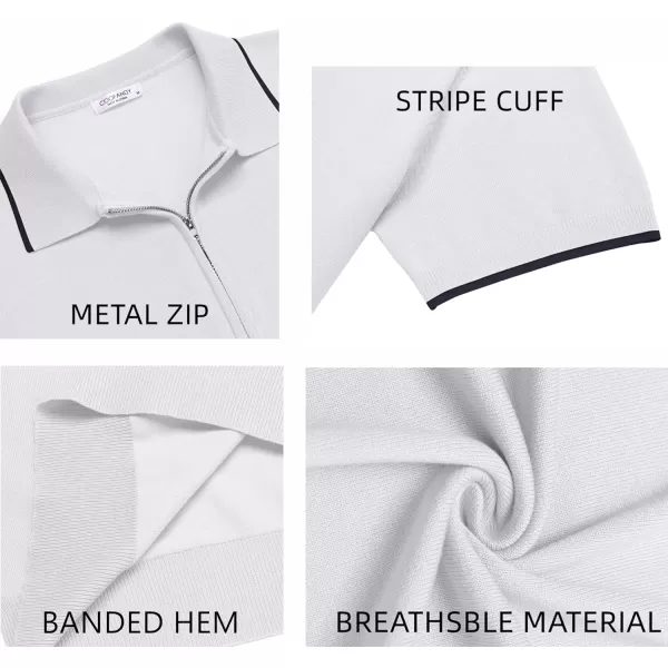 COOFANDY Men's Zipper Polo Shirt Casual Knit Short Sleeve Polo T Shirt Classic Fit Shirts