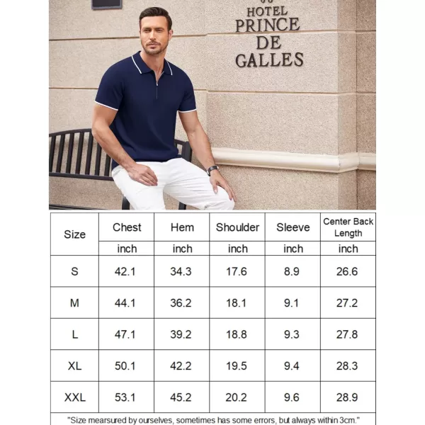 COOFANDY Men's Zipper Polo Shirt Casual Knit Short Sleeve Polo T Shirt Classic Fit Shirts