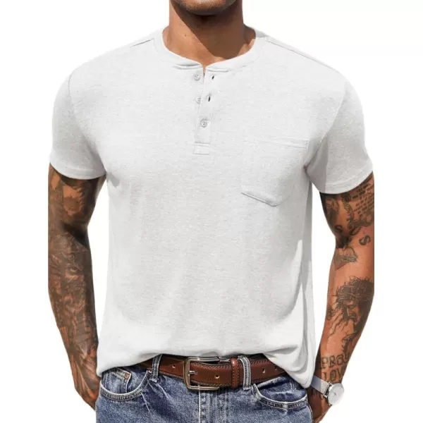 COOFANDY Men Casual Henley Shirt Short Sleeve Summer Basic T Shirt Pocket Soild Button Tee Top