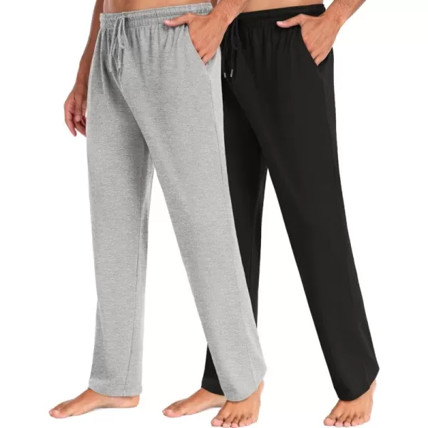 COOFANDY Men Cotton Yoga Pants Casual Sweatpants Jogger Open Bottom Lounge Pants with Pockets