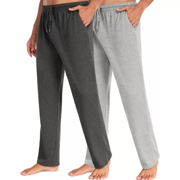 COOFANDY Men Cotton Yoga Pants Casual Sweatpants Jogger Open Bottom Lounge Pants with Pockets