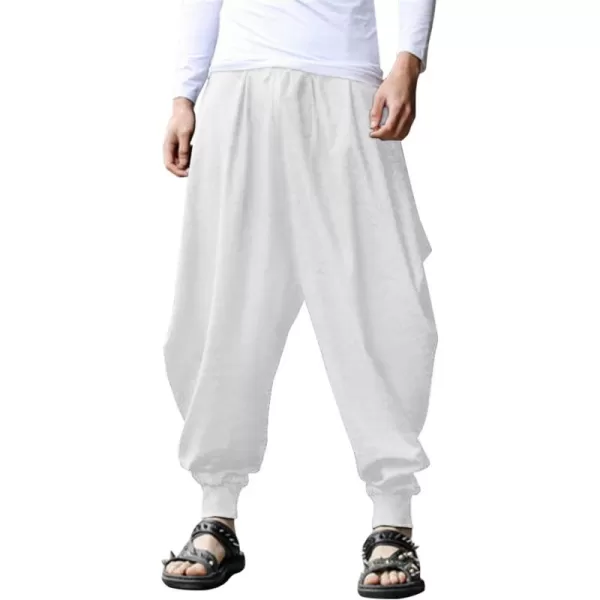 COOFANDY Men Hippie Harem Pants Baggy Linen Boho Yoga Casual Drop Crotch Trouser