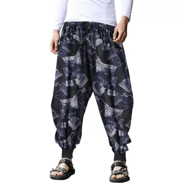 COOFANDY Men Hippie Harem Pants Baggy Linen Boho Yoga Casual Drop Crotch Trouser