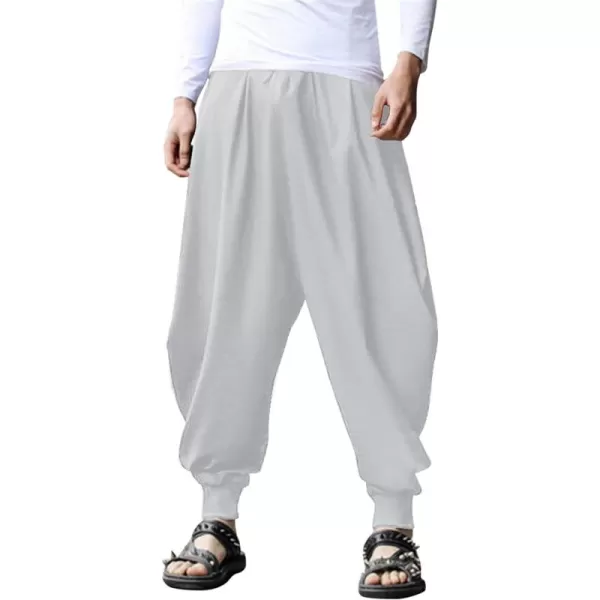 COOFANDY Men Hippie Harem Pants Baggy Linen Boho Yoga Casual Drop Crotch Trouser