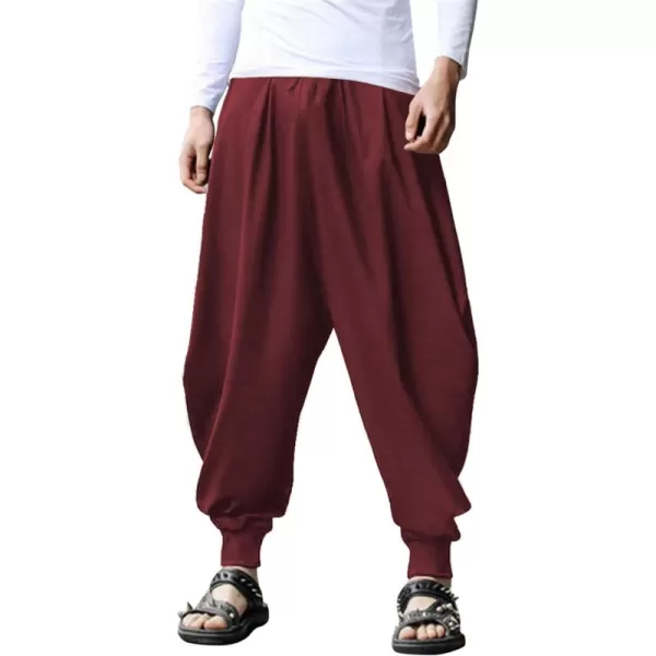 COOFANDY Men Hippie Harem Pants Baggy Linen Boho Yoga Casual Drop Crotch Trouser