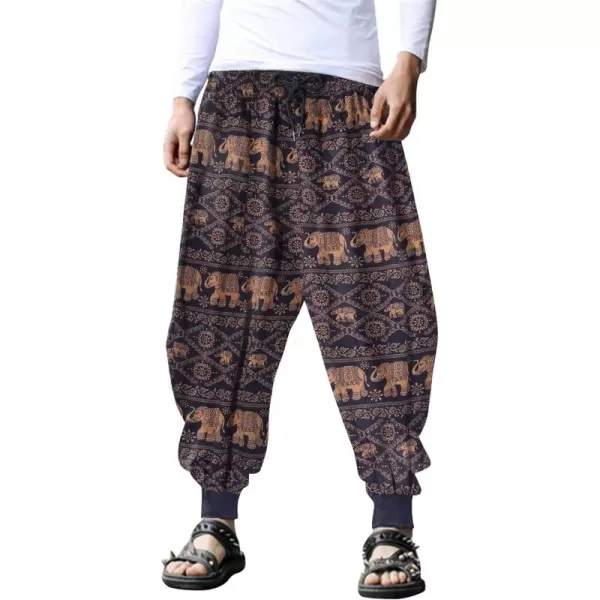 COOFANDY Men Hippie Harem Pants Baggy Linen Boho Yoga Casual Drop Crotch Trouser