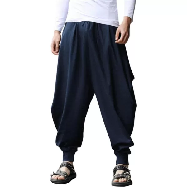COOFANDY Men Hippie Harem Pants Baggy Linen Boho Yoga Casual Drop Crotch Trouser