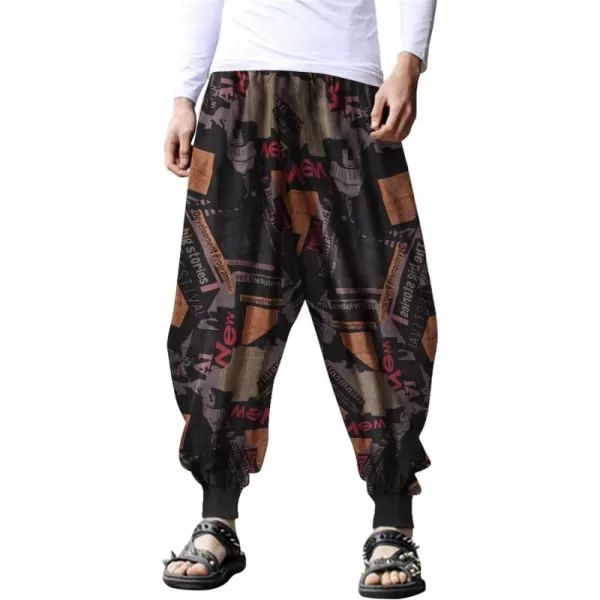 COOFANDY Men Hippie Harem Pants Baggy Linen Boho Yoga Casual Drop Crotch Trouser