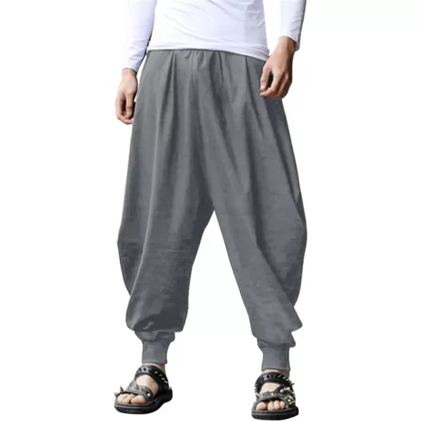 COOFANDY Men Hippie Harem Pants Baggy Linen Boho Yoga Casual Drop Crotch Trouser