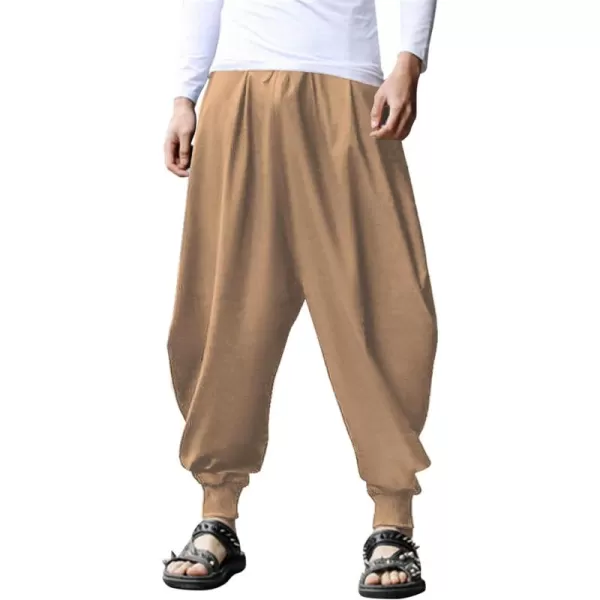 COOFANDY Men Hippie Harem Pants Baggy Linen Boho Yoga Casual Drop Crotch Trouser