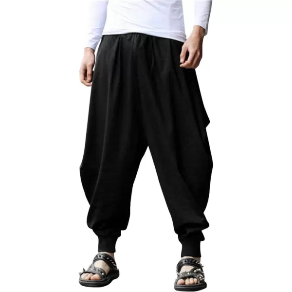 COOFANDY Men Hippie Harem Pants Baggy Linen Boho Yoga Casual Drop Crotch Trouser