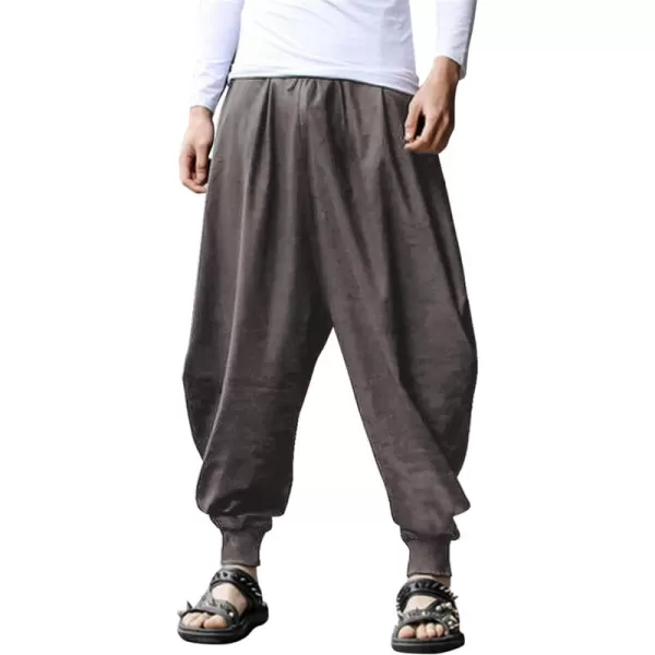 COOFANDY Men Hippie Harem Pants Baggy Linen Boho Yoga Casual Drop Crotch Trouser