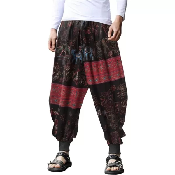 COOFANDY Men Hippie Harem Pants Baggy Linen Boho Yoga Casual Drop Crotch Trouser