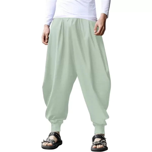 COOFANDY Men Hippie Harem Pants Baggy Linen Boho Yoga Casual Drop Crotch Trouser