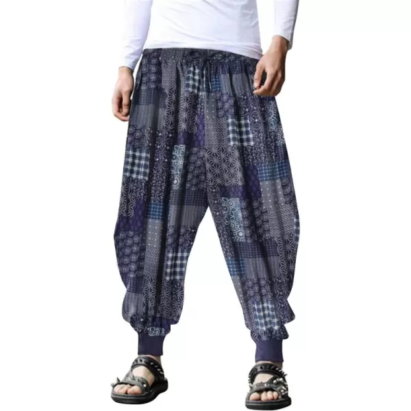 COOFANDY Men Hippie Harem Pants Baggy Linen Boho Yoga Casual Drop Crotch Trouser