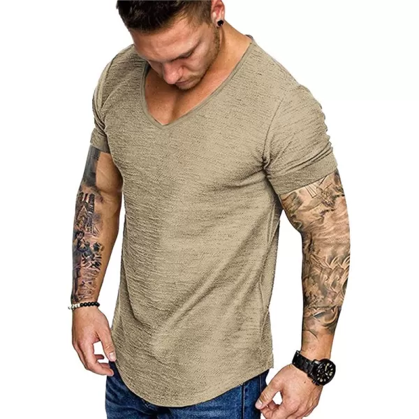 COOFANDY Mens 2 Pack Muscle V Neck T Shirt Fitted Gym Workout Short Sleeve Tee