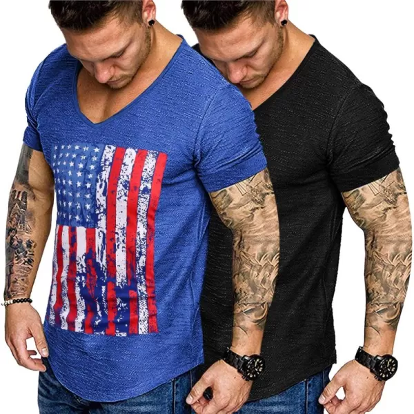 COOFANDY Mens 2 Pack Muscle V Neck T Shirt Fitted Gym Workout Short Sleeve Tee