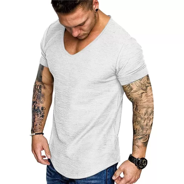 COOFANDY Mens 2 Pack Muscle V Neck T Shirt Fitted Gym Workout Short Sleeve Tee