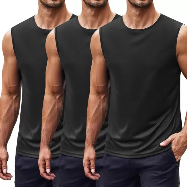 COOFANDY Mens 2 Pack Workout Tank Top UPF 50+ Quick Dry Sleeveless Swim Shirt Gym Muscle Athletic Summer Beach T Shirts