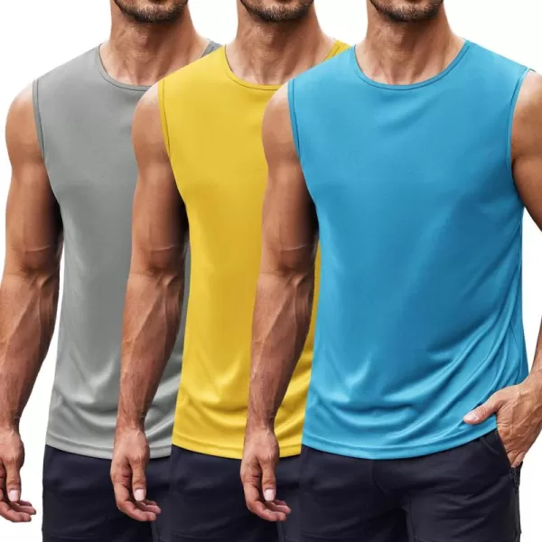 COOFANDY Mens 2 Pack Workout Tank Top UPF 50+ Quick Dry Sleeveless Swim Shirt Gym Muscle Athletic Summer Beach T Shirts