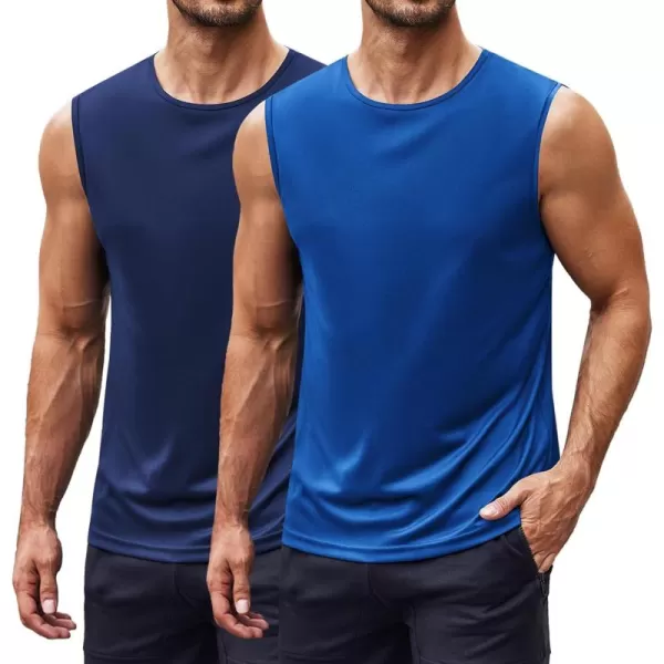 COOFANDY Mens 2 Pack Workout Tank Top UPF 50+ Quick Dry Sleeveless Swim Shirt Gym Muscle Athletic Summer Beach T Shirts