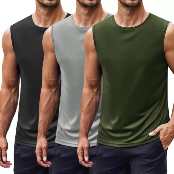 COOFANDY Mens 2 Pack Workout Tank Top UPF 50+ Quick Dry Sleeveless Swim Shirt Gym Muscle Athletic Summer Beach T Shirts
