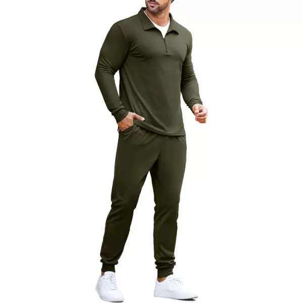COOFANDY Men's 2 Piece Tracksuit Set Jogging Sweatsuit Workout Athletic Casual Quarter Zip Suit