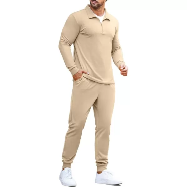 COOFANDY Men's 2 Piece Tracksuit Set Jogging Sweatsuit Workout Athletic Casual Quarter Zip Suit