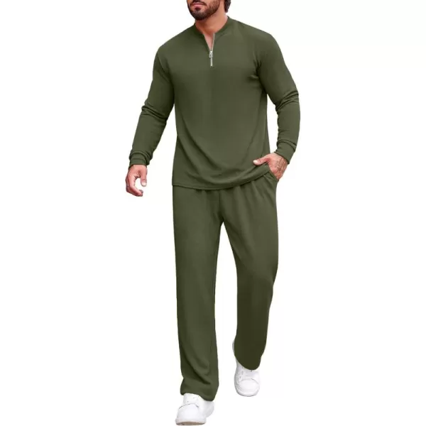 COOFANDY Men's 2 Piece Tracksuit Set Polo Athletic Sweatsuit Quarter Zip Jogging Long Sleeve Casual Sports Outfits