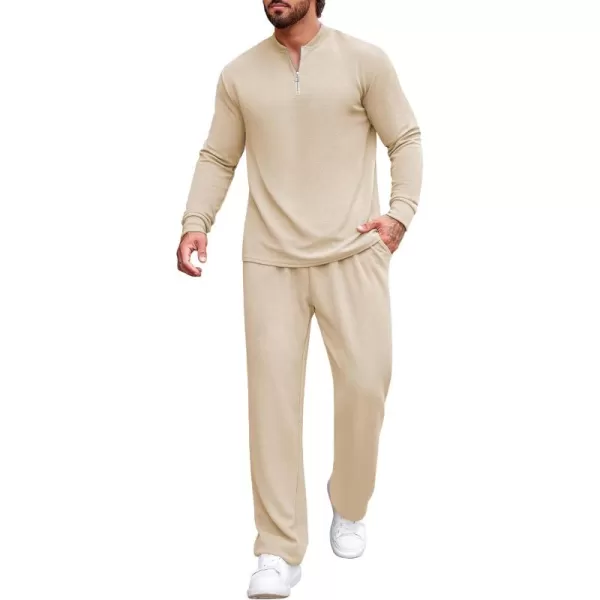COOFANDY Men's 2 Piece Tracksuit Set Polo Athletic Sweatsuit Quarter Zip Jogging Long Sleeve Casual Sports Outfits