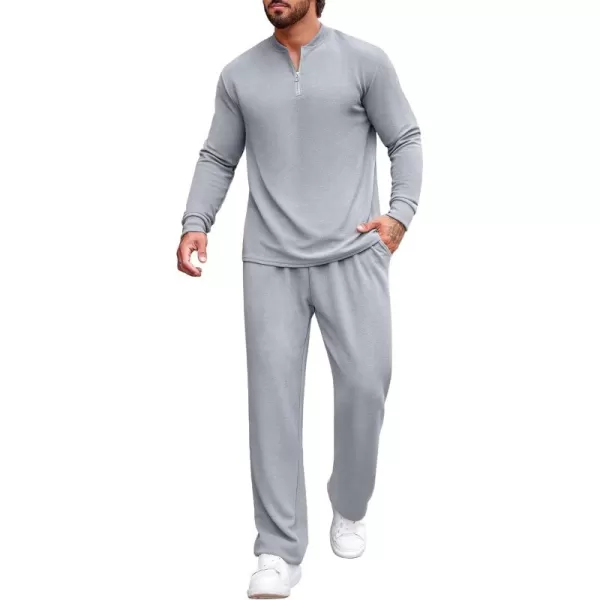 COOFANDY Men's 2 Piece Tracksuit Set Polo Athletic Sweatsuit Quarter Zip Jogging Long Sleeve Casual Sports Outfits