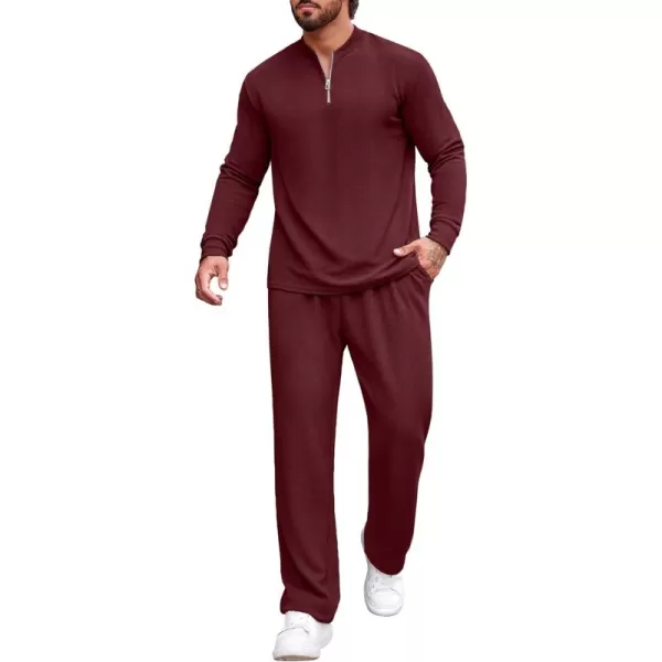 COOFANDY Men's 2 Piece Tracksuit Set Polo Athletic Sweatsuit Quarter Zip Jogging Long Sleeve Casual Sports Outfits